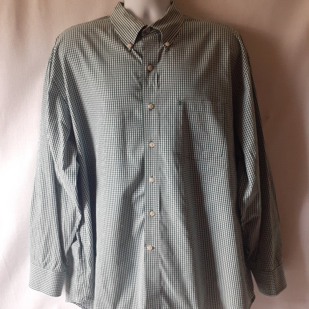 Izod men's green plaid long-sleeve button-down shirt size XXL